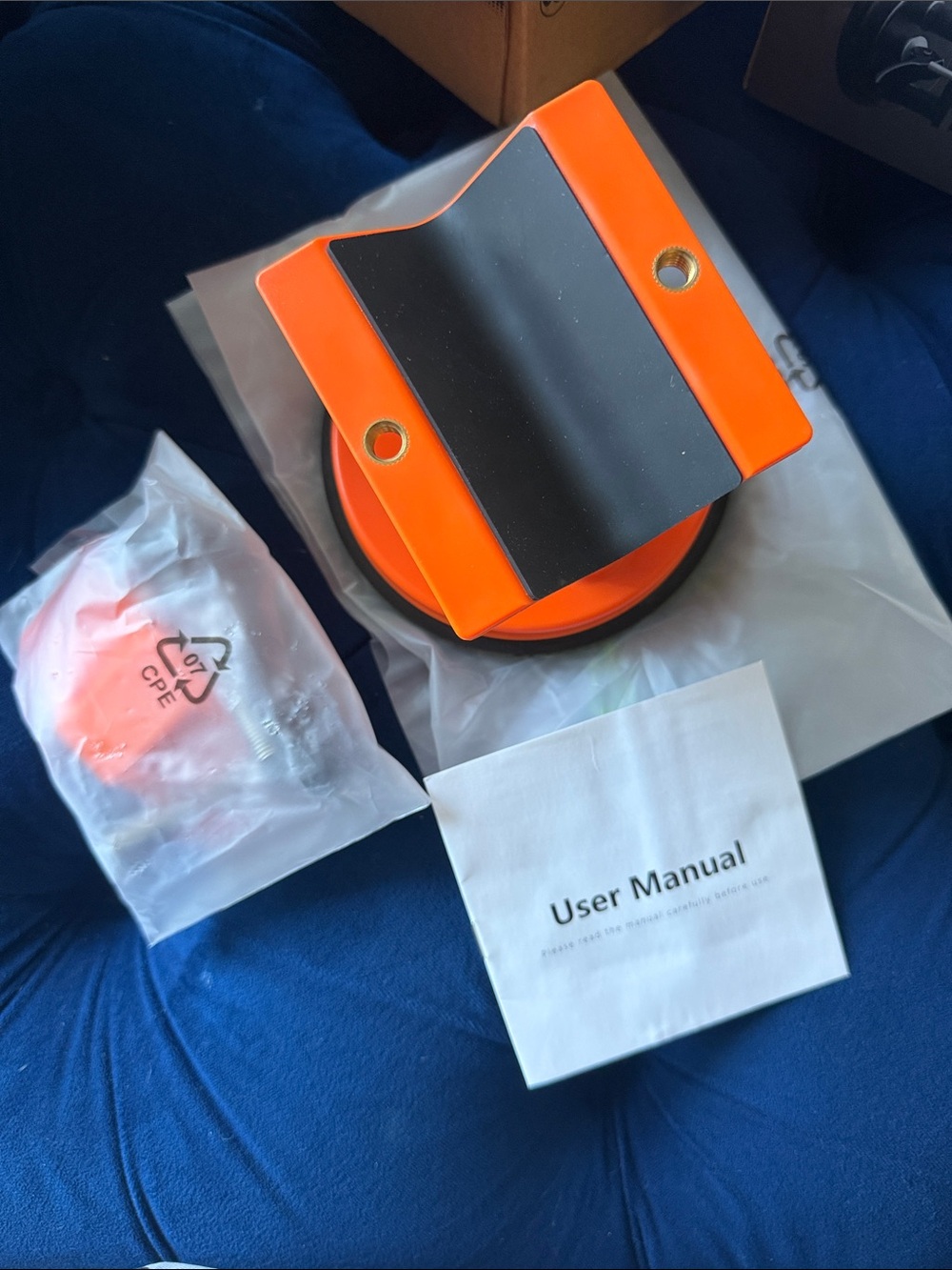 Wekefon Orange and Black Suction Cup Lifter - Heavy Duty Handle